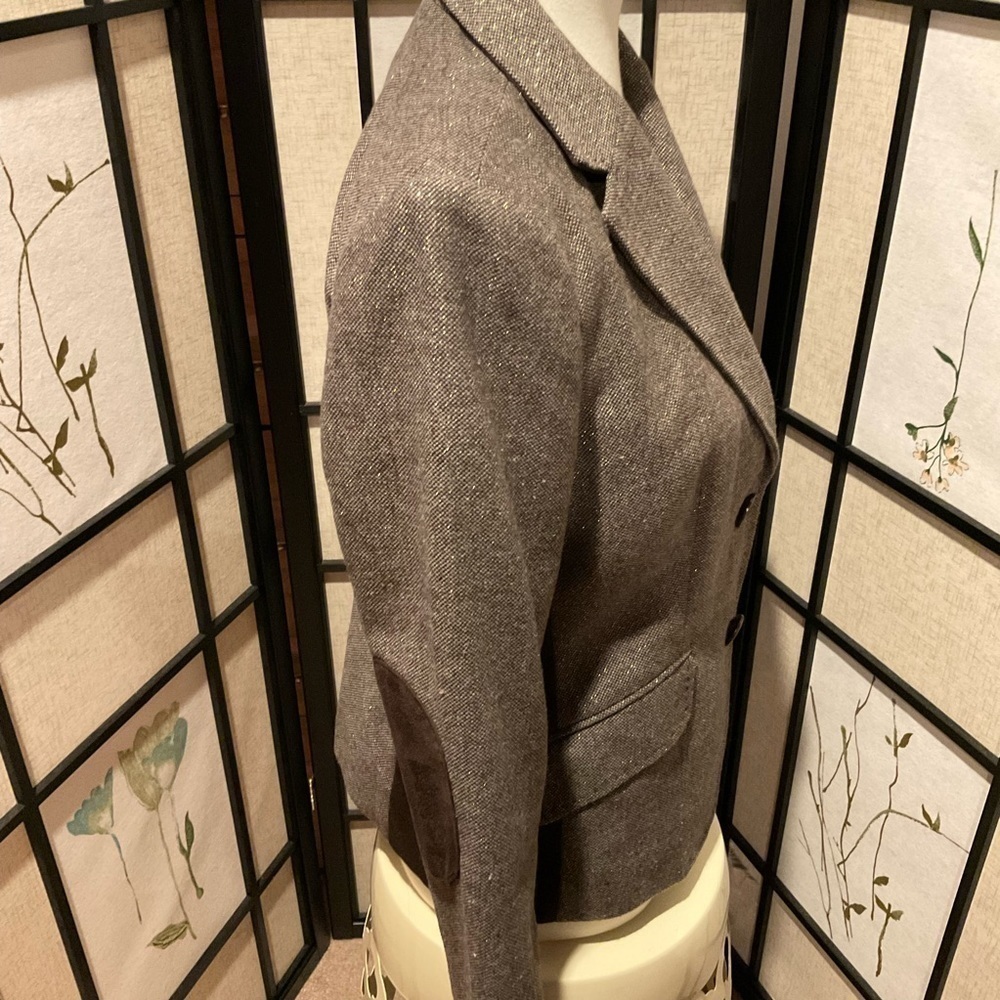 Liz Claiborne Jacket with Faux Suede Inserts and Gold Flecks Size M - Picture 2 of 9